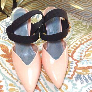 NY&Co.Pink Patent heeled mules, Pink and Black, Glam, Girlhoodcore, Valley girl